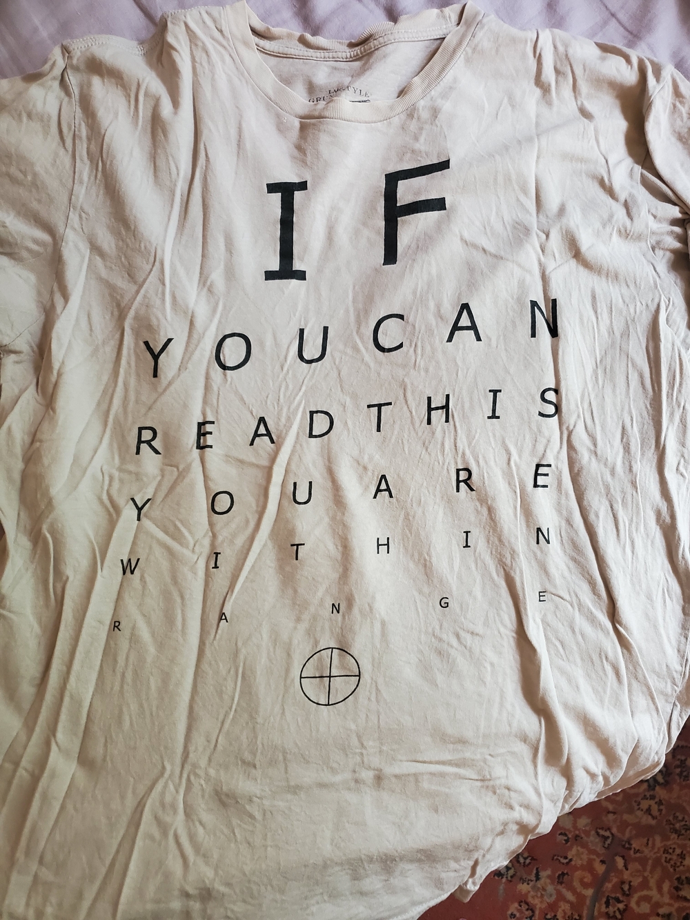 Grunt Style Beige Short Sleeve Tee with Black Eye-Chart Graphic